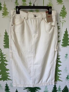 Levi's White Denim Slit Skirt